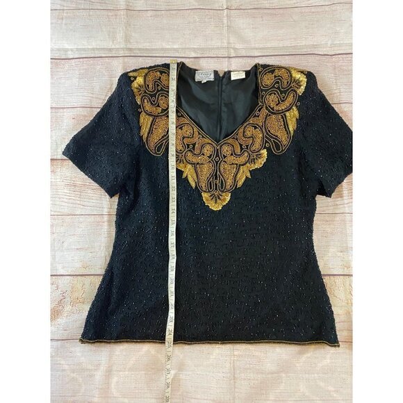 Vintage Stenay Women's 100% Silk Beaded Blouse - Large - Picture 3 of 10
